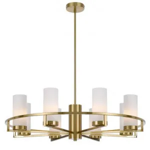 Eamon Iron & Glass Chandelier, Large, Brass / Opal by Telbix, a Chandeliers for sale on Style Sourcebook