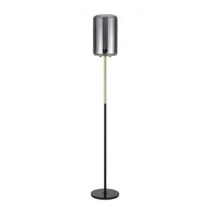 Korova Marble & Metal Base Floor Lamp, Black / Brass / Smoke by Telbix, a Floor Lamps for sale on Style Sourcebook