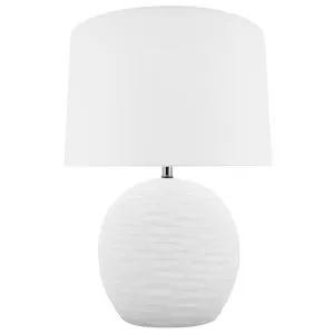 Kima Round Ceramic Base Table Lamp, White by NF Living, a Table & Bedside Lamps for sale on Style Sourcebook
