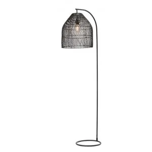Sawyer Rattan & Metal Floor Lamp, Black by Mercator, a Floor Lamps for sale on Style Sourcebook