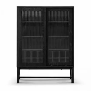 Hampshire Fluted Glass Door Oak Bar Cabinet, Black by Conception Living, a Wine Racks for sale on Style Sourcebook