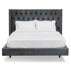 Sunbury Velvet Fabric Platform Bed, Queen, Charcoal by Conception Living, a Beds & Bed Frames for sale on Style Sourcebook