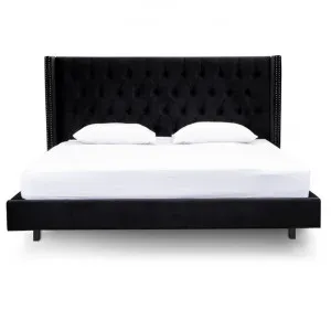 Sunbury Velvet Fabric Platform Bed, King, Black by Conception Living, a Beds & Bed Frames for sale on Style Sourcebook