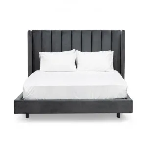 Kingsdale Velvet Fabric Platform Bed, King, Charcoal by Conception Living, a Beds & Bed Frames for sale on Style Sourcebook