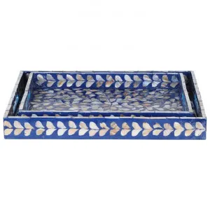 Odyssey Shell Inlaid 2 Piece Rectangle Tray Set by Florabelle, a Trays for sale on Style Sourcebook
