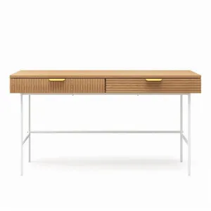 Kina Wooden 2 Drawer Desk, 140cm, Oak / White by FLH, a Desks for sale on Style Sourcebook