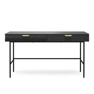 Kina Wooden 2 Drawer Desk, 140cm, Black Oak / Black by FLH, a Desks for sale on Style Sourcebook