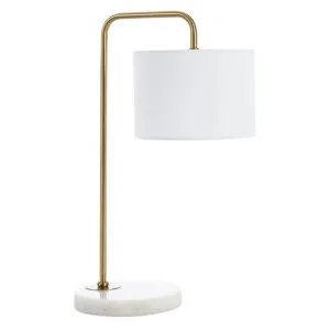Ingrid Metal & Marble Base Table Lamp, White / Gold by Telbix, a Table & Bedside Lamps for sale on Style Sourcebook