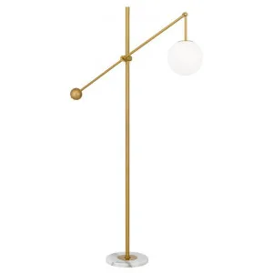 Kemi Iron & Glass Adjustable Floor Lamp, Gold / Opal by Telbix, a Floor Lamps for sale on Style Sourcebook