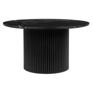 Paloma Marble & Timber Round Coffee Table, 85cm, Black / Black by Elme Living, a Coffee Table for sale on Style Sourcebook