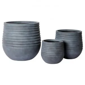 Knox 3 Piece Stonelite Outdoor Planter Set, Dark Grey by Elme Living, a Plant Holders for sale on Style Sourcebook