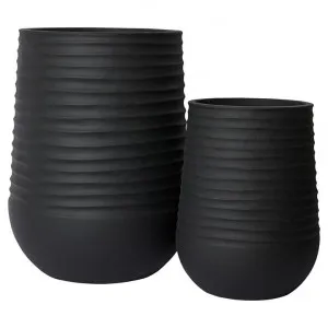 Knox 2 Piece Stonelite Outdoor Tall Planter Set, Black by Elme Living, a Plant Holders for sale on Style Sourcebook