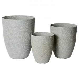 Harlow 3 Piece Stonelite Outdoor Planter Set, Grey by Elme Living, a Plant Holders for sale on Style Sourcebook
