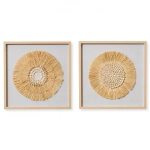 "Diego" 2 Piece Framed Grass & Shell Wall Art Set, 60cm by Elme Living, a Artwork & Wall Decor for sale on Style Sourcebook