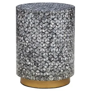 Ritchie Seashell Inlaid Round Accent Stool / Side Table by Philbee Interiors, a Side Table for sale on Style Sourcebook