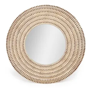 Mila Braided Rattan Frame Round Wall Mirror, 120cm, White by Serano Living, a Mirrors for sale on Style Sourcebook