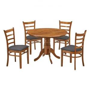 Narellan 5 Piece Rubberwood Round Pedestal Dining Table Set, 105cm by Dodicci, a Dining Sets for sale on Style Sourcebook