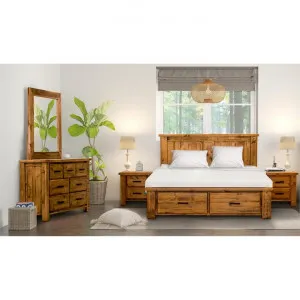 Oxley 5 Piece Pine Timber Bedroom Suite with Dresser & Mirror, King by Dodicci, a Bedroom Sets & Suites for sale on Style Sourcebook
