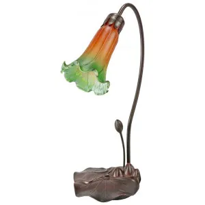 Lily Tiffany Style Stained Glass Flower Table Lamp, Single Shade, Amber / Green by GG Bros, a Table & Bedside Lamps for sale on Style Sourcebook