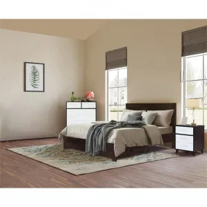 Hana 3 Piece Bedroom Suite with Tallboy, Single, Walnut / White by EBT Furniture, a Bedroom Sets & Suites for sale on Style Sourcebook