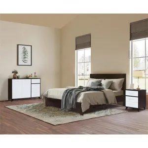 Hana 4 Piece Bedroom Suite with Dresser, Double, Walnut / White by EBT Furniture, a Bedroom Sets & Suites for sale on Style Sourcebook