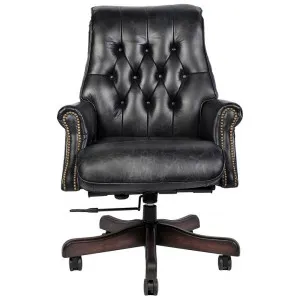 Osborne Aged Leather Bankers Chair, Black by Affinity Furniture, a Chairs for sale on Style Sourcebook