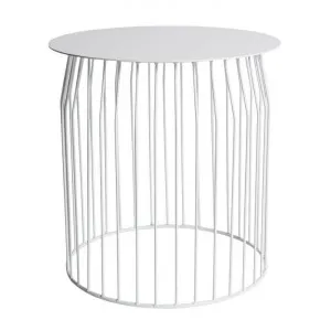Alto Rebello Metal Indoor / Outdoor Round Side Table, White by Canvas Sasson, a Tables for sale on Style Sourcebook