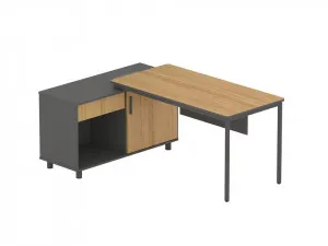 Montoya 1.75m Left Return Natural Office Desk - Charcoal Base by Interior Secrets - AfterPay Available by Interior Secrets, a Desks for sale on Style Sourcebook
