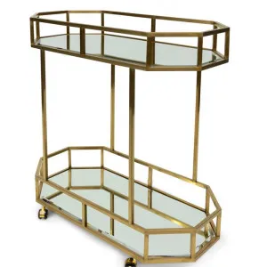 Reggie Bar Cart - Mirror and Gold Base by Interior Secrets - AfterPay Available by Interior Secrets, a Sideboards, Buffets & Trolleys for sale on Style Sourcebook