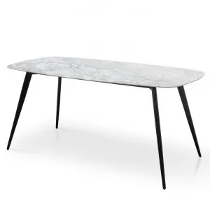 Ex Display - Maxwell 1.8m White Marble Dining Table - Black Legs by Interior Secrets - AfterPay Available by Interior Secrets, a Dining Tables for sale on Style Sourcebook