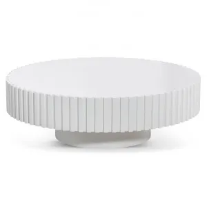Ex Display - Alfaro Oak Round Coffee Table - White by Interior Secrets - AfterPay Available by Interior Secrets, a Coffee Table for sale on Style Sourcebook