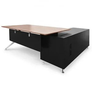 Ex Display - Excel 1.95m Executive Office Desk Left Return - Walnut - Black by Interior Secrets - AfterPay Available by Interior Secrets, a Desks for sale on Style Sourcebook