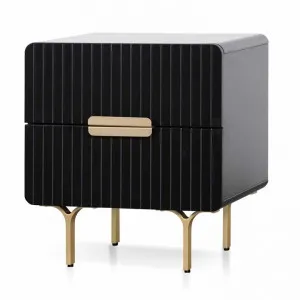 Ex Display - Erwin Matte Black Bedside Table - Brass Legs and Handle by Interior Secrets - AfterPay Available by Interior Secrets, a Bedside Tables for sale on Style Sourcebook