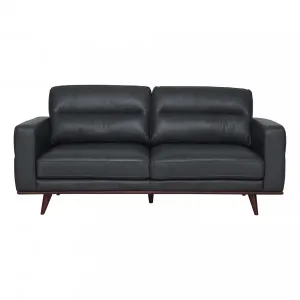 Astrid 2.5 Seater Sofa in Leather Slate / Brown Leg by OzDesignFurniture, a Sofas for sale on Style Sourcebook