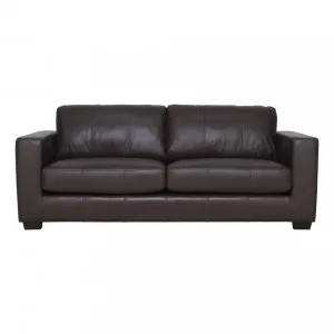 Gordon 3 Seater Sofa in Leather Dark Chocolate by OzDesignFurniture, a Sofas for sale on Style Sourcebook