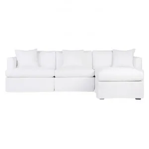 Birkshire Fabric Slipcover Modular Sofa, 3 Seater with Ottoman, White by Cozy Lighting & Living, a Sofas for sale on Style Sourcebook