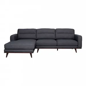 Astrid 2.5 Seater Sofa + Chaise LHF in Talent Charcoal / Brown Leg by OzDesignFurniture, a Sofas for sale on Style Sourcebook