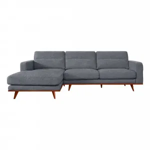 Astrid 2.5 Seater Sofa + Chaise LHF in Talent Denim / Brown Leg by OzDesignFurniture, a Sofas for sale on Style Sourcebook