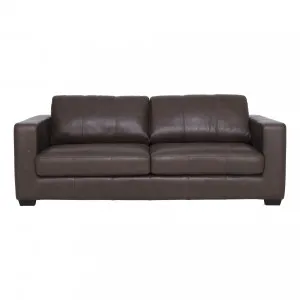 Gordon 2.5 Seater Sofa in Leather Dark Chocolate by OzDesignFurniture, a Sofas for sale on Style Sourcebook