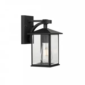 Telbix Coby Steel and Bevelled Glass Exterior Wall Light IP44 (E27) Black by Telbix, a Outdoor Lighting for sale on Style Sourcebook