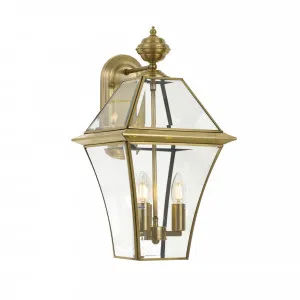 Telbix Rye 3 Light Exterior Lantern Style Wall Light IP44 (E14) Antique Brass by Telbix, a Outdoor Lighting for sale on Style Sourcebook