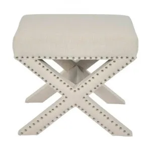 Lennox Fabric Cross Leg Footstool, Beige by Florabelle, a Stools for sale on Style Sourcebook