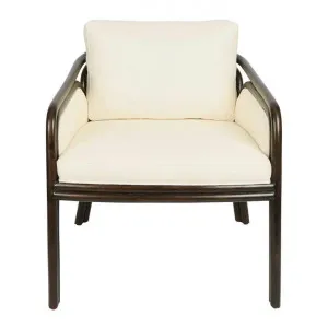 La Rou Rattan & Fabric Armchair, Brown / White by Florabelle, a Chairs for sale on Style Sourcebook