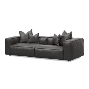 Loft 4 Seater Sofa with Cushion and Pillow - Shadow Grey Leather by Interior Secrets - AfterPay Available by Interior Secrets, a Sofas for sale on Style Sourcebook