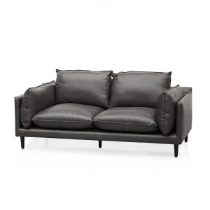 Lucio 2 Seater Sofa - Shadow Grey Leather - Last One by Interior Secrets - AfterPay Available by Interior Secrets, a Sofas for sale on Style Sourcebook