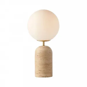 Mayfield Soren Table Lamp (E27) Travertine & Frosted Glass by Mayfield, a Table & Bedside Lamps for sale on Style Sourcebook
