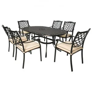 Fiji 7 Piece Cast Aluminium Outdoor Oval Dining Table Set, 183cm by CHL Enterprises, a Outdoor Dining Sets for sale on Style Sourcebook