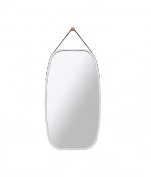White Hanging Bamboo Frame Mirror with Adjustable Strap 74cm x 43cm by Luxe Mirrors, a Mirrors for sale on Style Sourcebook
