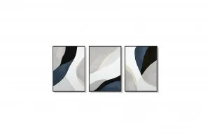 Set of 3 Mid Century Abstract Navy Blue Wall Art Canvas 3 sizes available 60cm x 40cm by Luxe Mirrors, a Artwork & Wall Decor for sale on Style Sourcebook