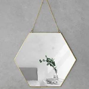 Hanging Hexagon Gold Wall Mirror by Luxe Mirrors, a Mirrors for sale on Style Sourcebook